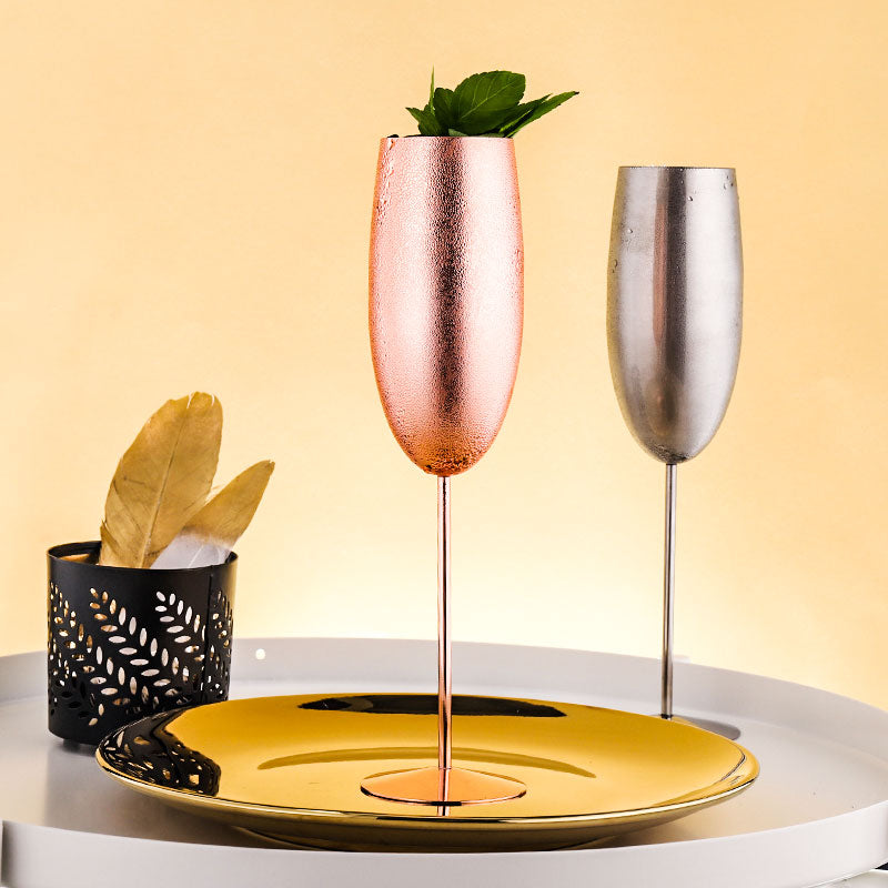 Luxury Champagne Flutes - Stainless Steel Tulip Cups