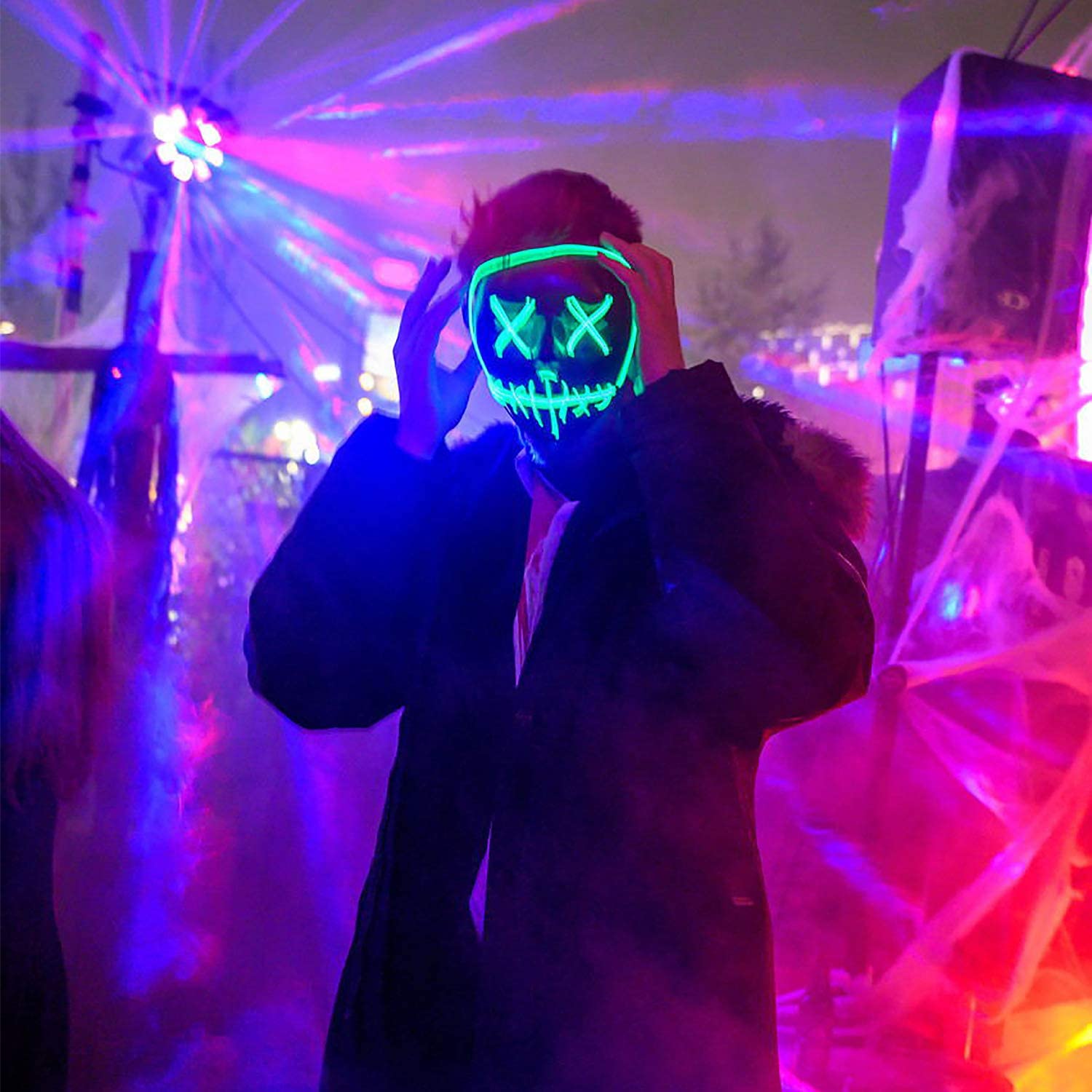 Neon Glow LED Halloween Mask