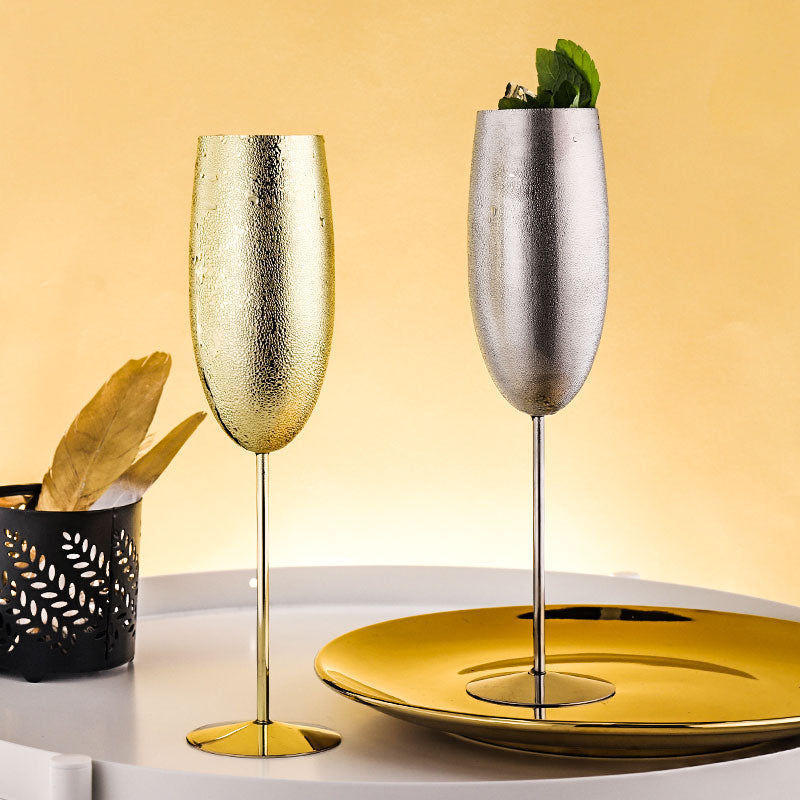 Luxury Champagne Flutes - Stainless Steel Tulip Cups