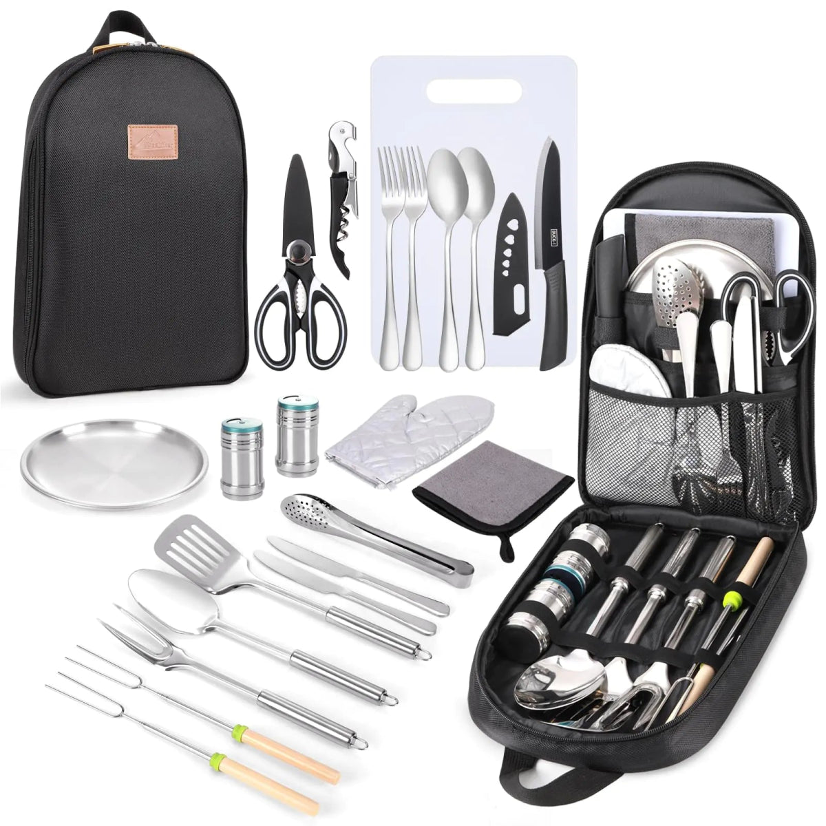 Camping Cooking Utensils Set - Camping Essentials Camping Accessories Gear Must Haves Camper Tent Camping Kitchen Equipment RV Cookware Supplies Gadgets Outdoor Stove Portable Picnic Gifts BBQ Stuff - Wow Store