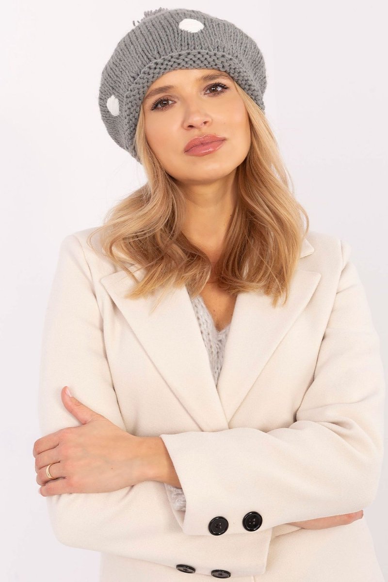 Grey acrylic winter cap for men – Stylish warm hat by AT