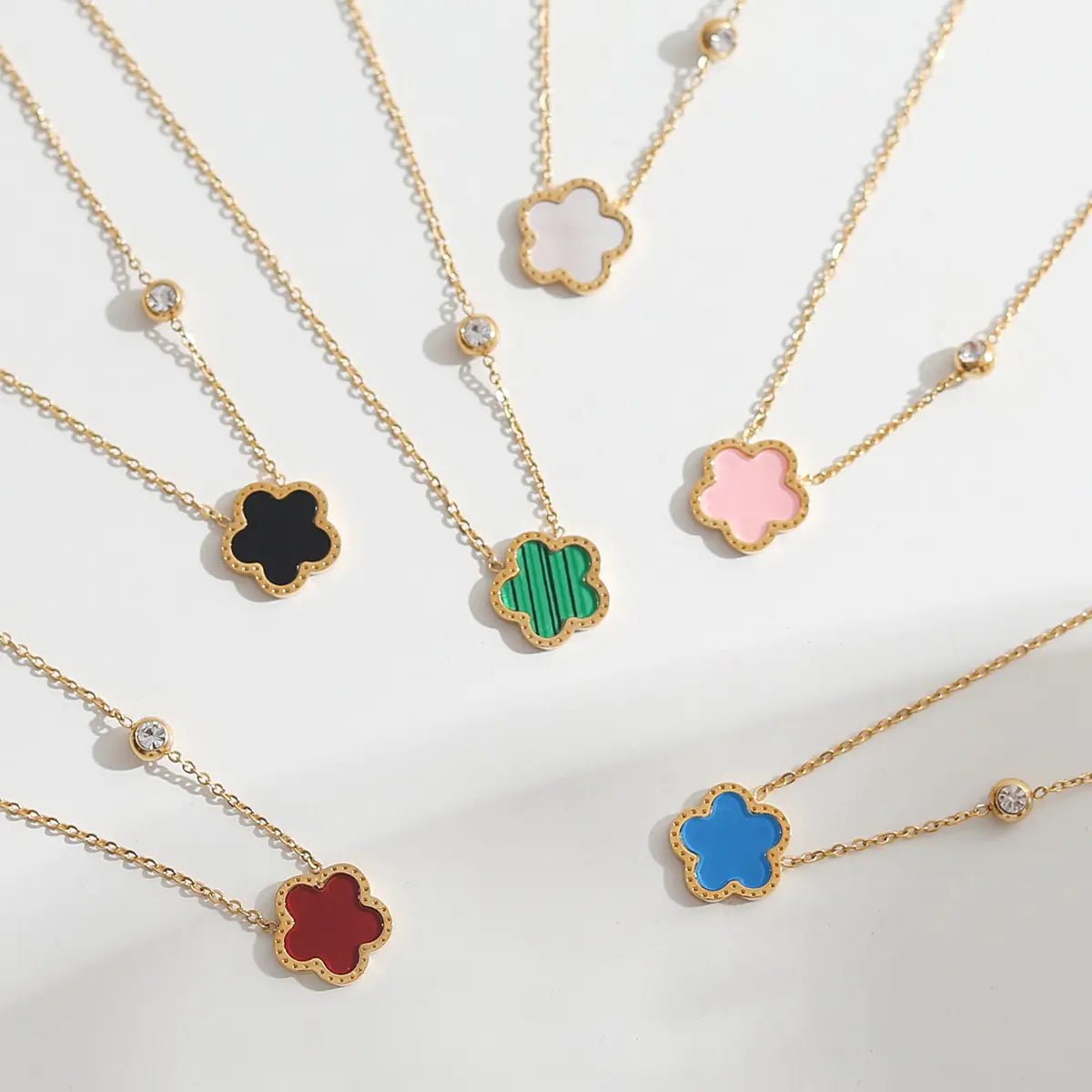 CARLIDANA Colorful Five Leaf Flower Pendant Necklace - Wow Store