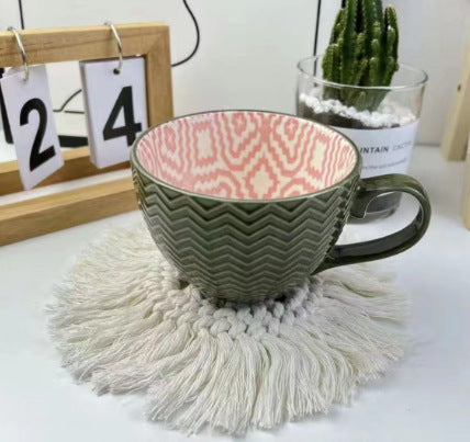 Artistic Ceramic Breakfast Mug - Large Capacity