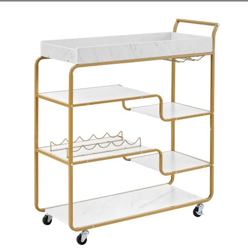 6-Tier Luxury Bar Cart with Wine Rack