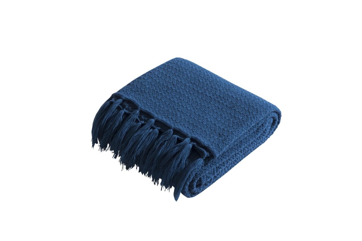 Chevron Knit Throw with Fringe, 130 x 160 cm - WowStore.live