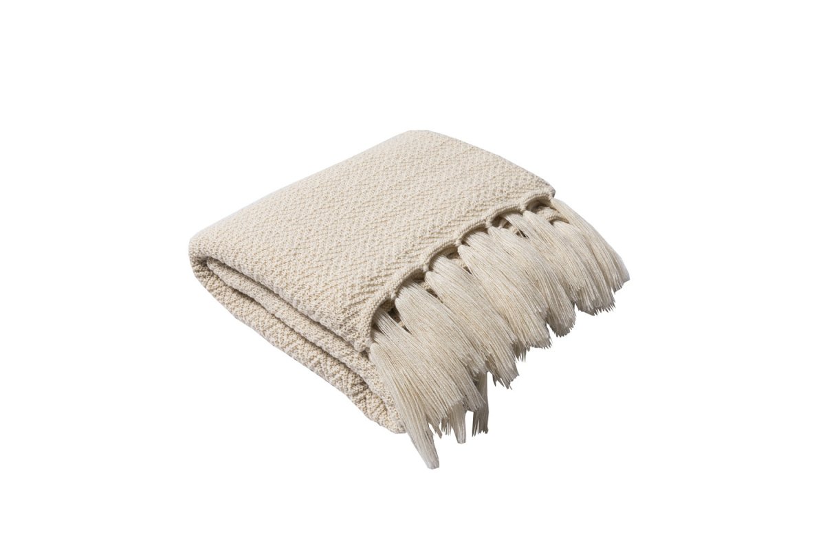 Chevron Knit Throw with Fringe, 130 x 160 cm - WowStore.live