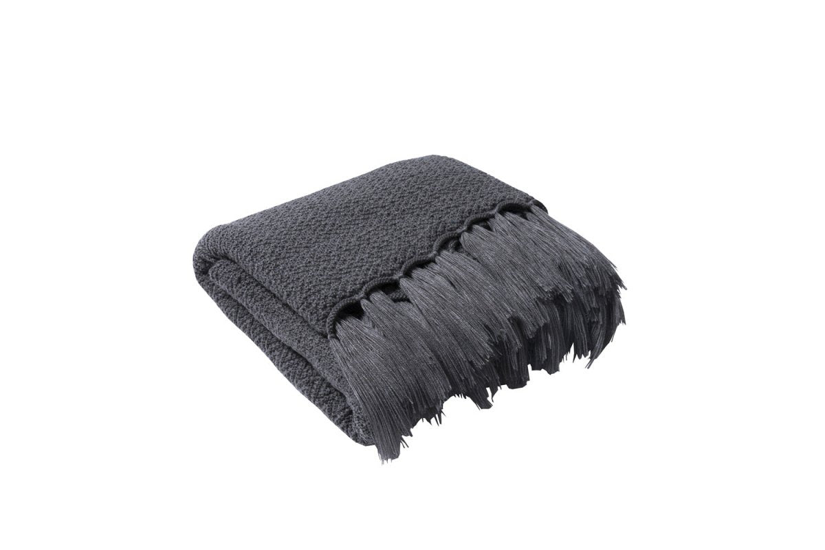 Chevron Knit Throw with Fringe, 130 x 160 cm - WowStore.live