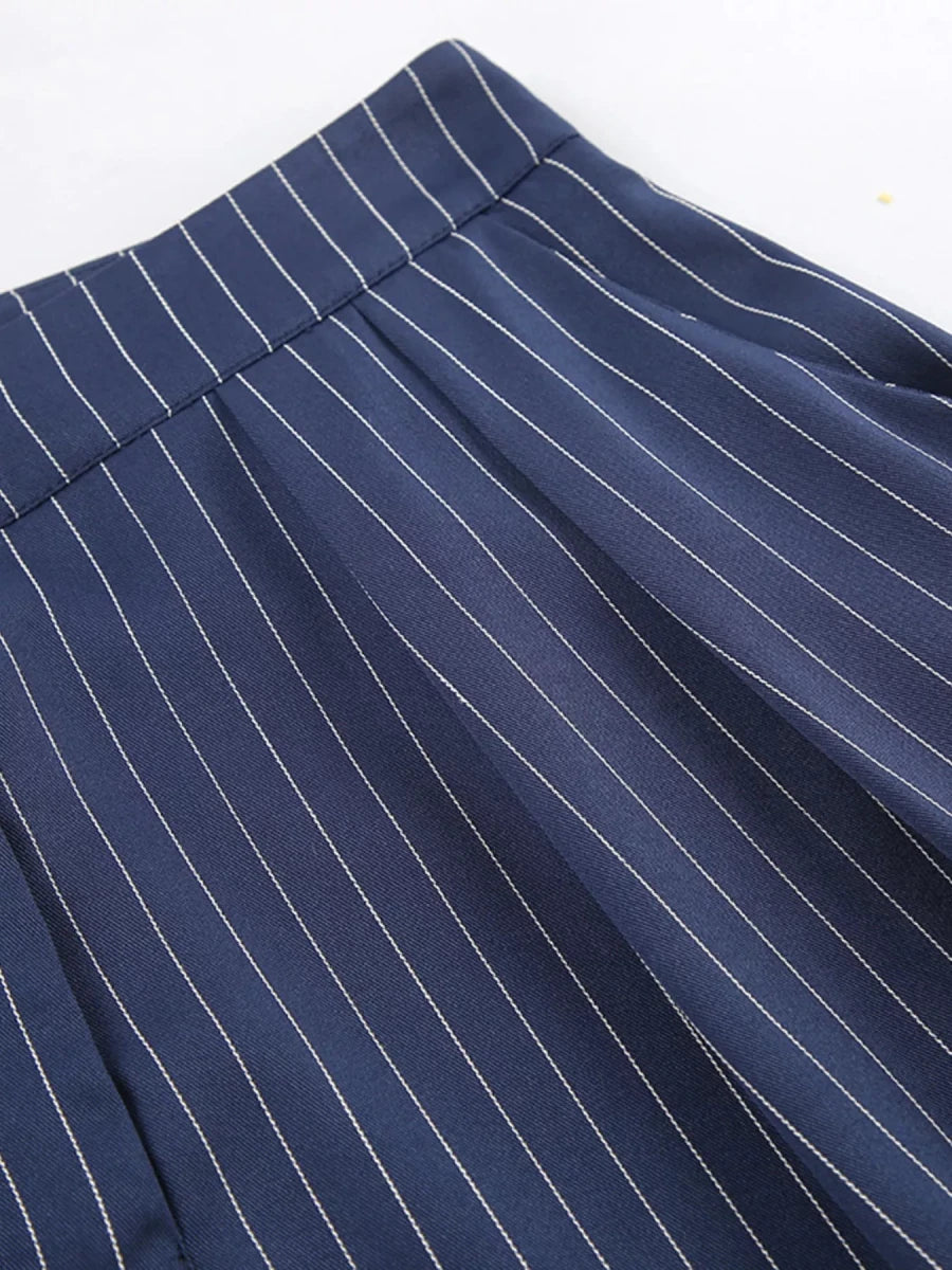 Chic Charm High-Waisted Pinstripe Wide-Leg Pants - WowStore.live
