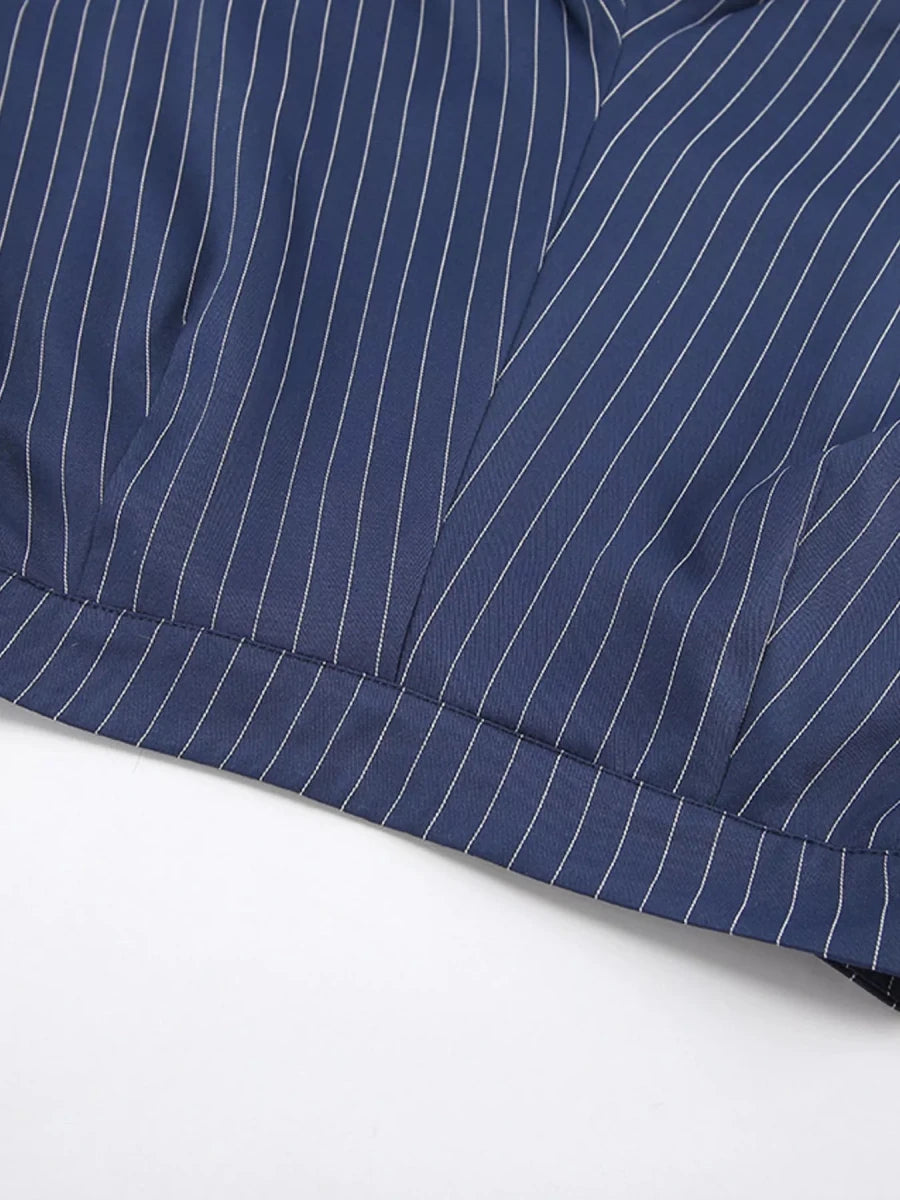 Chic Charm High-Waisted Pinstripe Wide-Leg Pants - WowStore.live