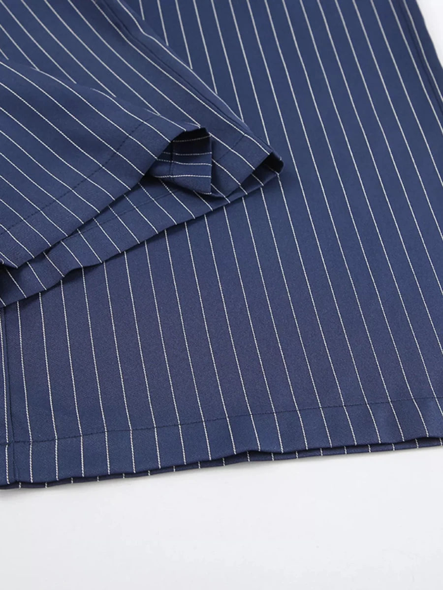 Chic Charm High-Waisted Pinstripe Wide-Leg Pants - WowStore.live