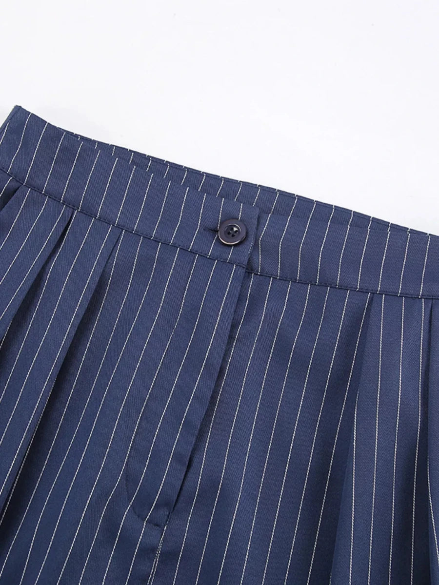 Chic Charm High-Waisted Pinstripe Wide-Leg Pants - WowStore.live