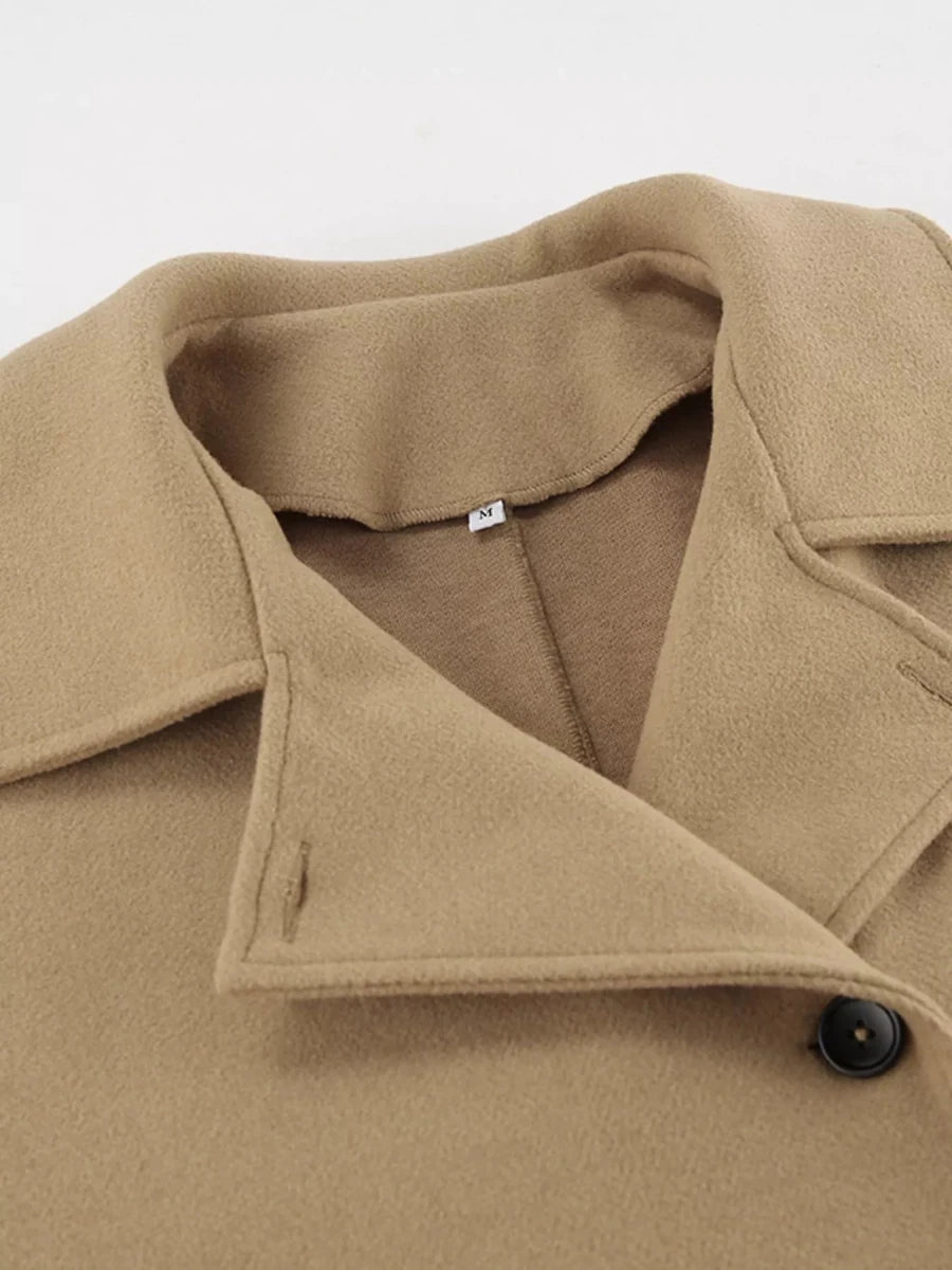 Chic Charm Oversized Lapel Collar Button-Down Coat - WowStore.live