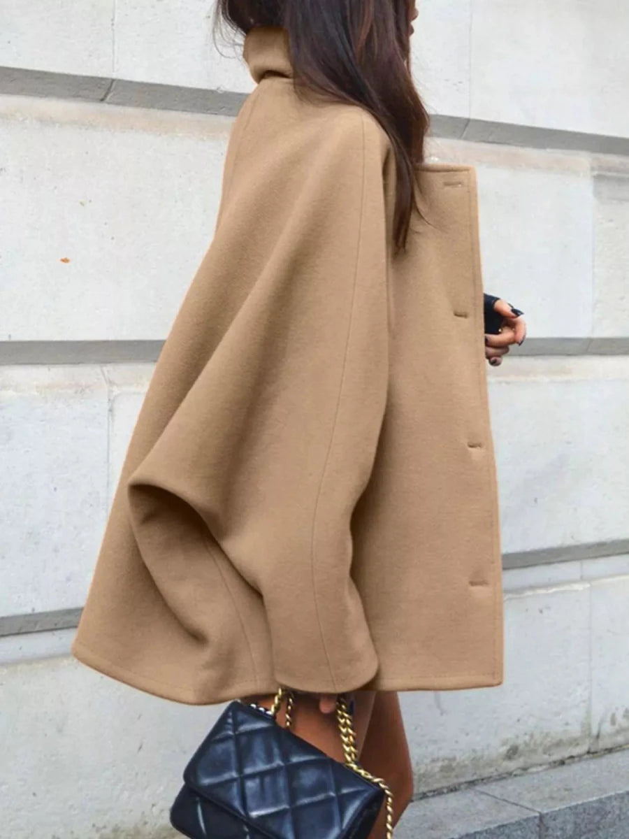 Chic Charm Oversized Lapel Collar Button-Down Coat - WowStore.live