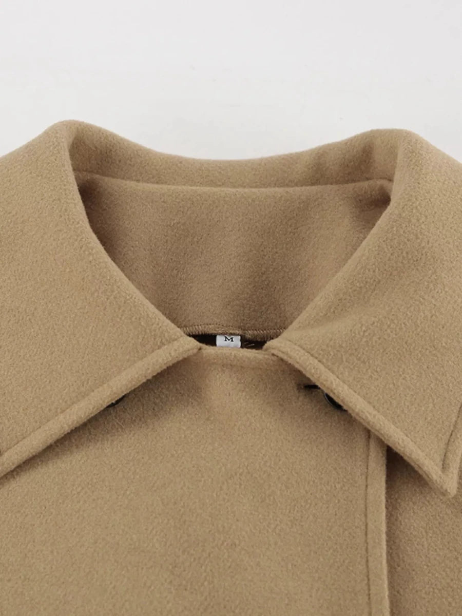 Chic Charm Oversized Lapel Collar Button-Down Coat - WowStore.live