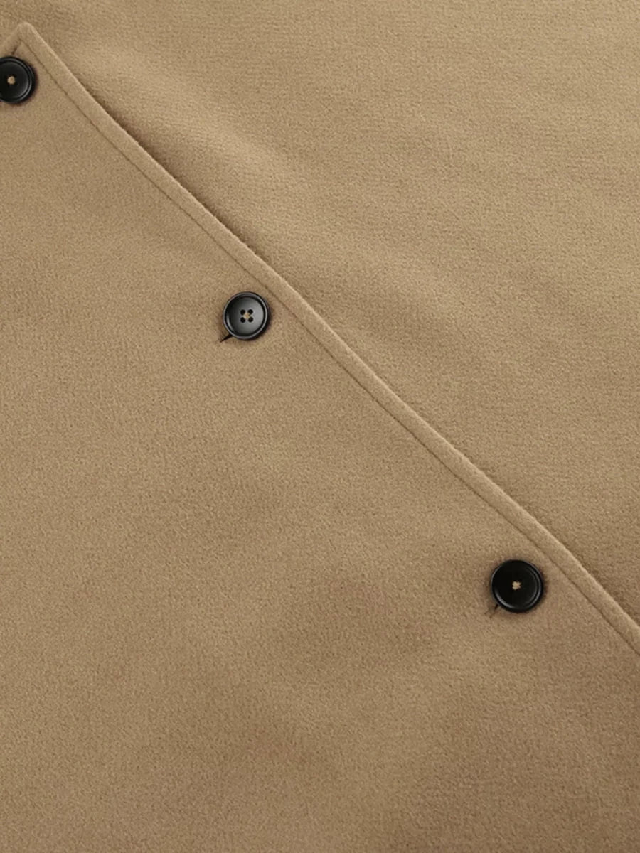 Chic Charm Oversized Lapel Collar Button-Down Coat - WowStore.live