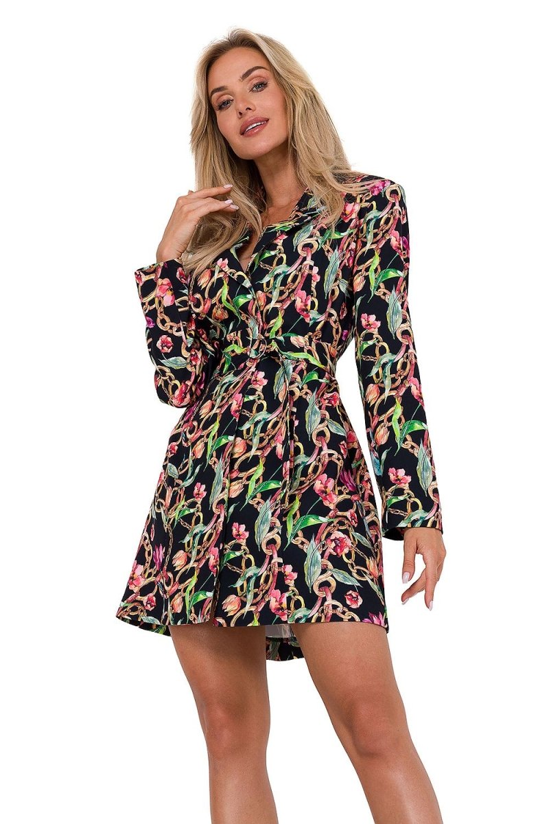 Chic Day Dress in navy blue – elegant everyday wear – soft A-line silhouette with V-neck and side pockets