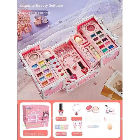 Children's Cosmetics Makeup Set Portable Box Simulation Nail Polish Play House Girl's Birthday Gift - Wow Store