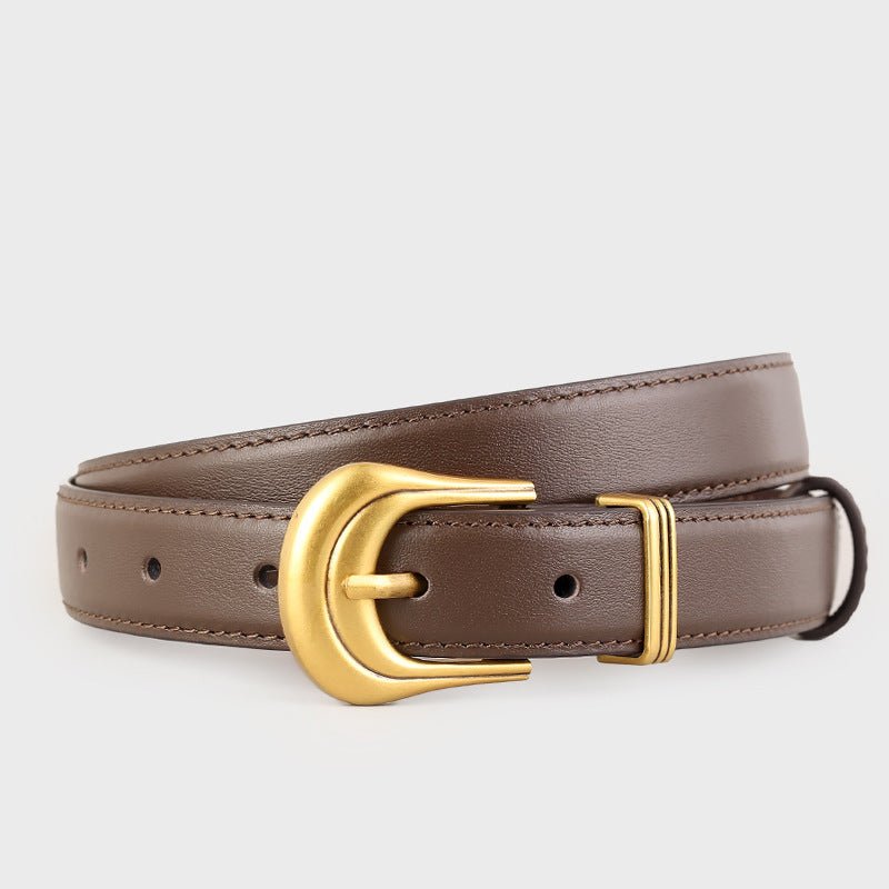 Classic Leather Belt with Golden Buckle - Wow Store