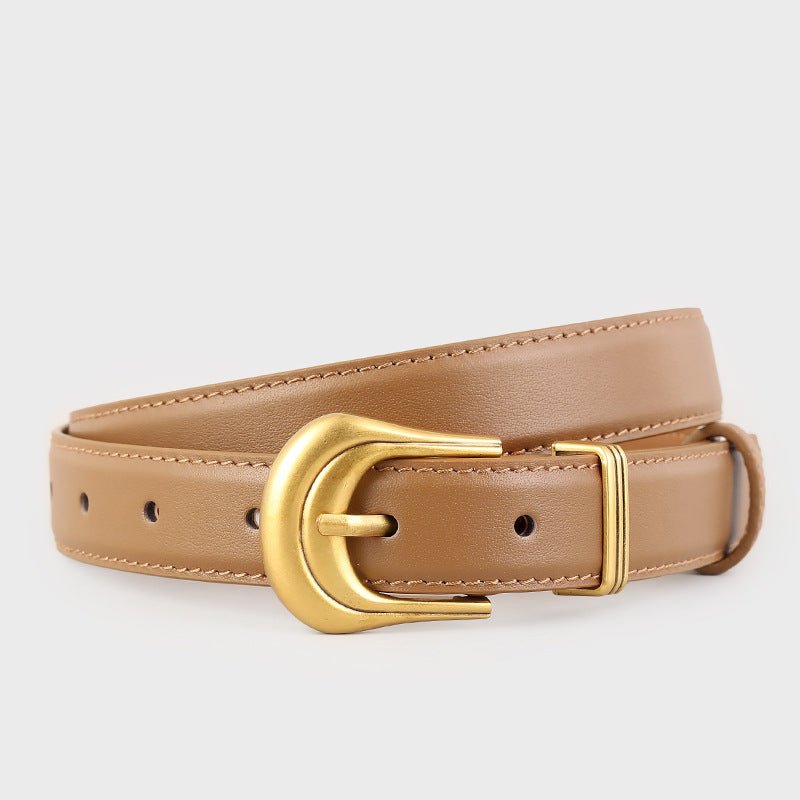 Classic Leather Belt with Golden Buckle - Wow Store