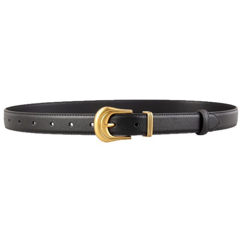 Classic Leather Belt with Golden Buckle - Wow Store