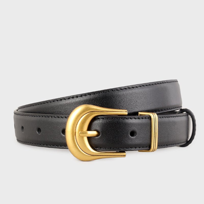 Classic Leather Belt with Golden Buckle - Wow Store