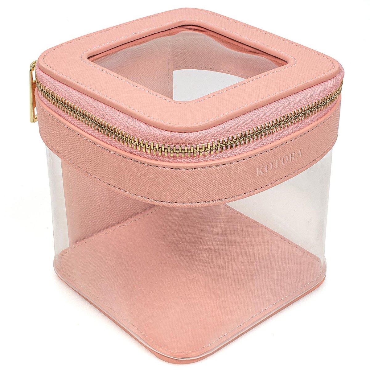 Clear Saffiano Makeup Organizer - Pink - WowStore.live