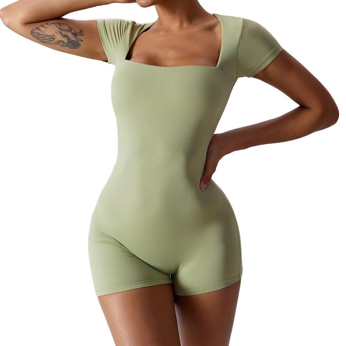 Light blue short-sleeved yoga suit with moisture-wicking fabric and seamless design - Cloud-Feel Tight Quick-Drying Yoga Suit