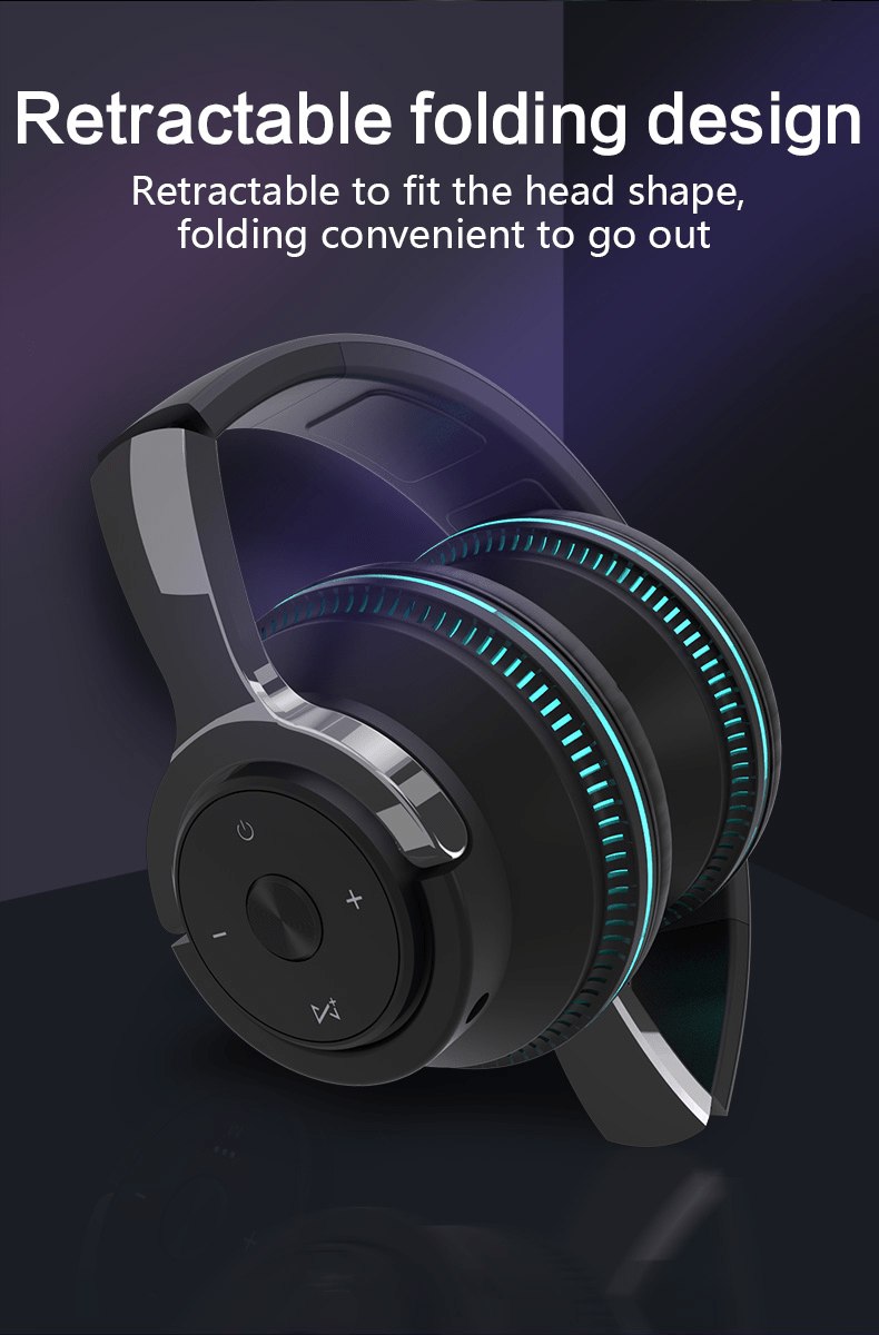Colorful LED Lights Bluetooth Headphone Bass Wireless Earphones - Wow Store
