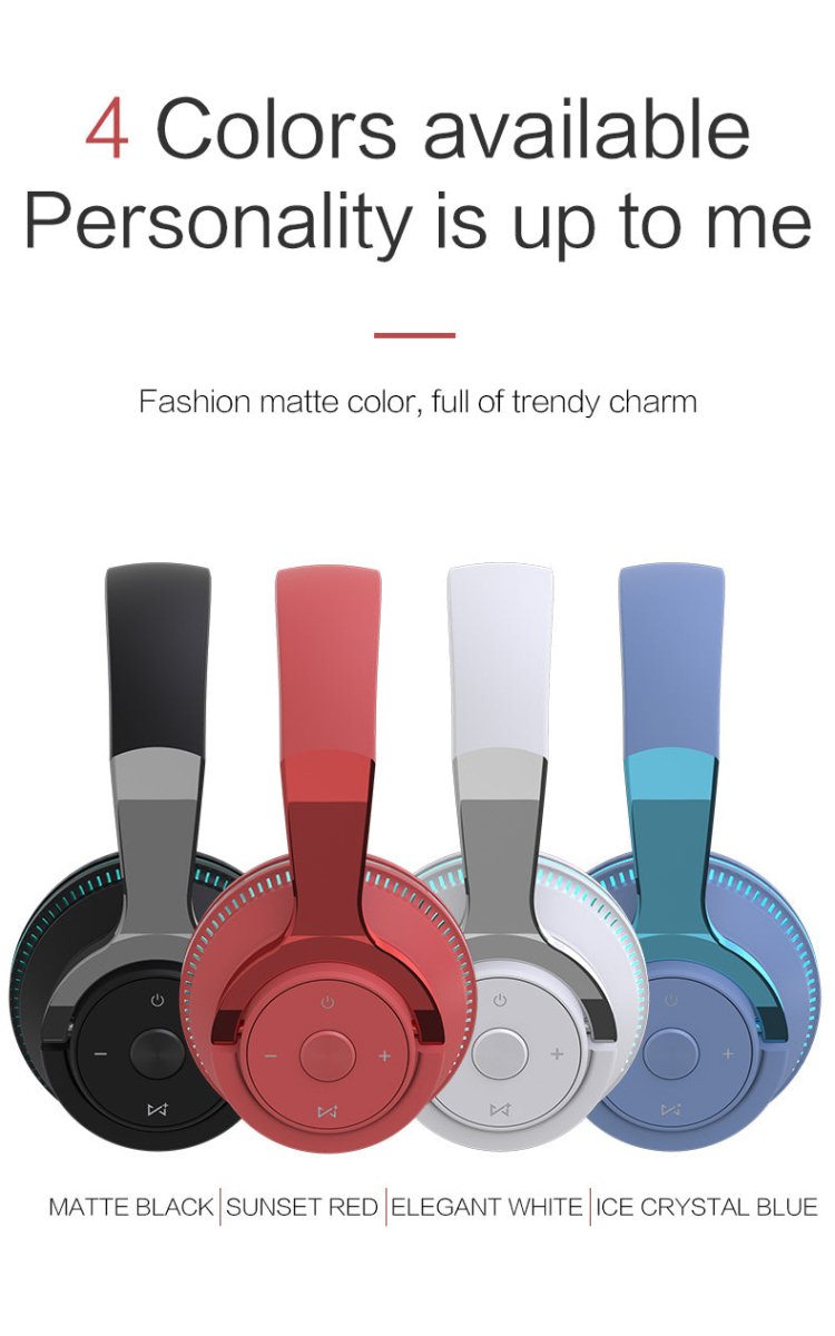 Colorful LED Lights Bluetooth Headphone Bass Wireless Earphones - Wow Store