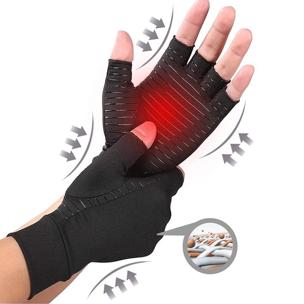 Compression Arthritis Glove Unisex Joint Pain Relief Half Finger Brace - Wow Store