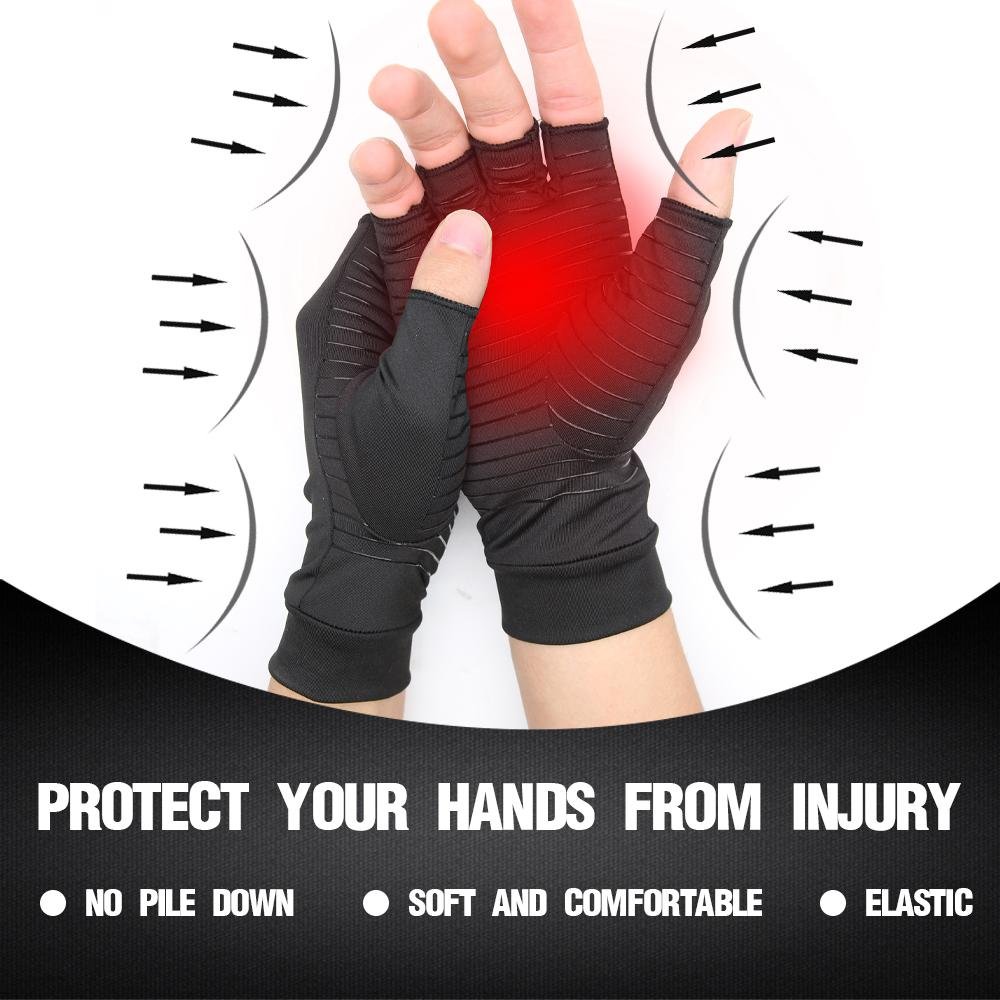 Compression Arthritis Glove Unisex Joint Pain Relief Half Finger Brace - Wow Store