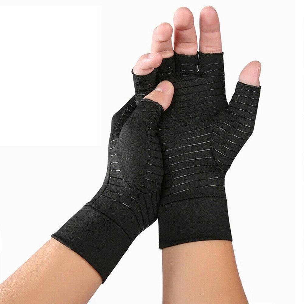 Compression Arthritis Glove Unisex Joint Pain Relief Half Finger Brace - Wow Store