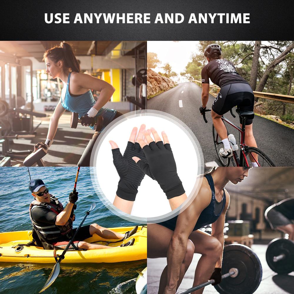 Compression Arthritis Glove Unisex Joint Pain Relief Half Finger Brace - Wow Store