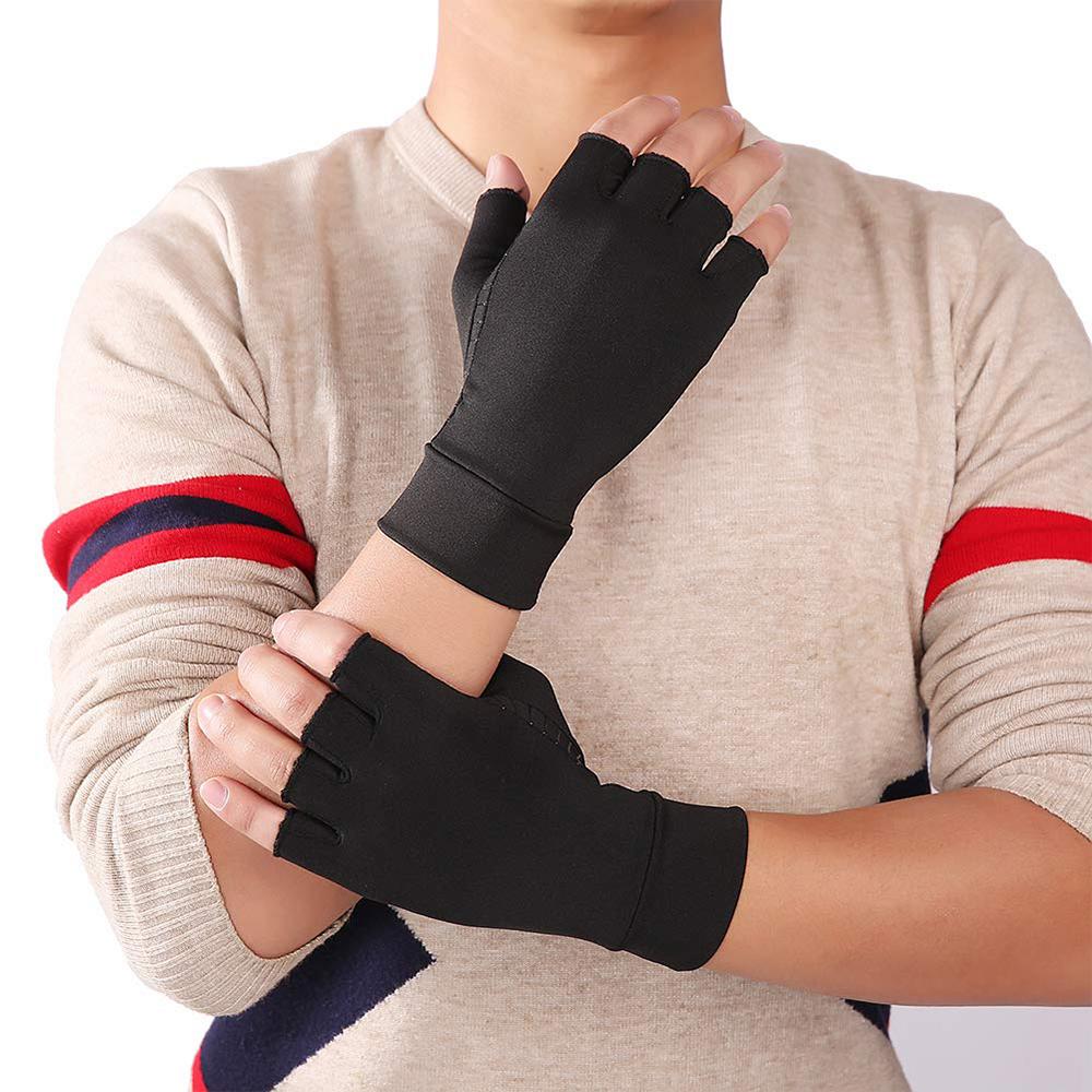 Compression Arthritis Glove Unisex Joint Pain Relief Half Finger Brace - Wow Store