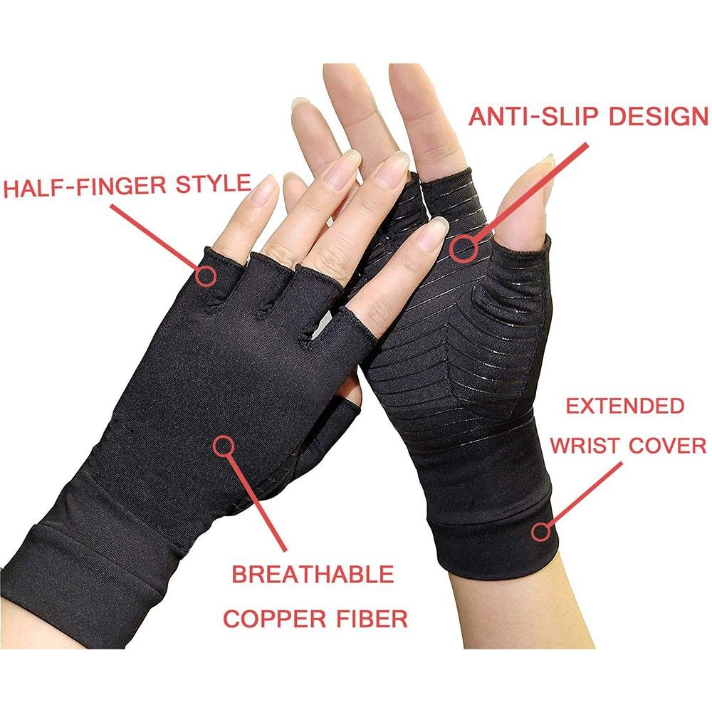 Compression Arthritis Glove Unisex Joint Pain Relief Half Finger Brace - Wow Store