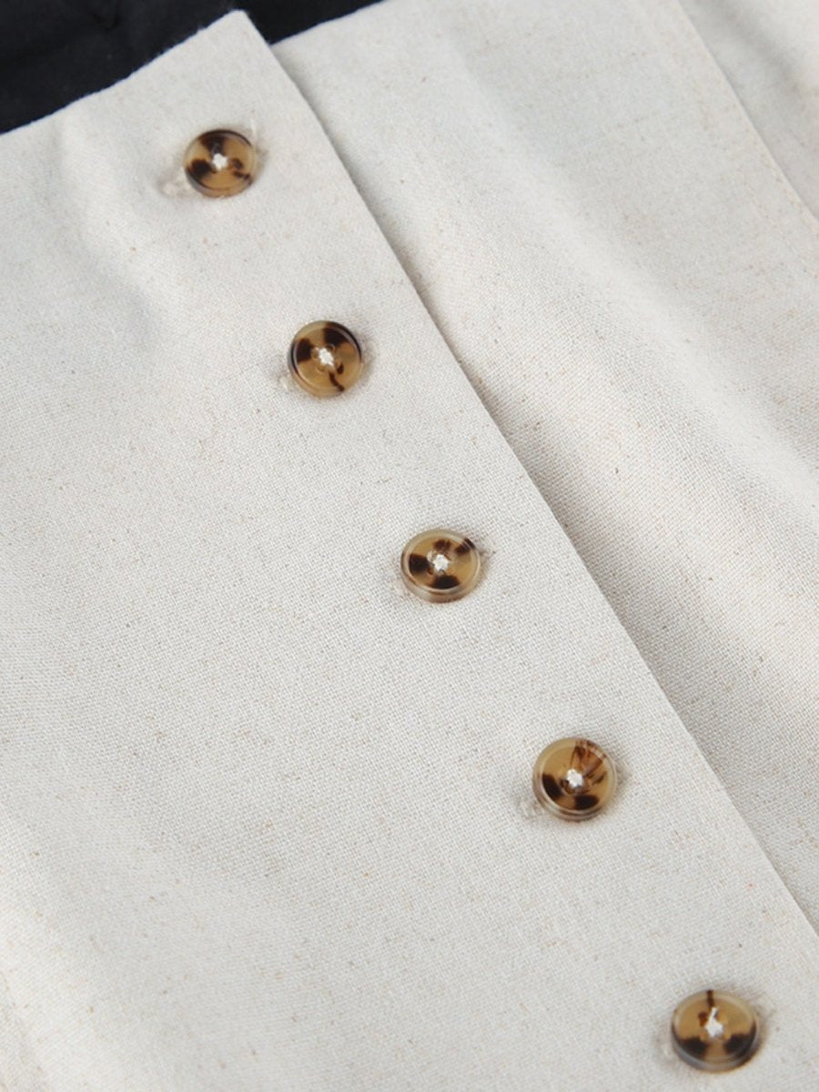 Contrast Trim Button Front Tube Maxi Dress - Wow Store