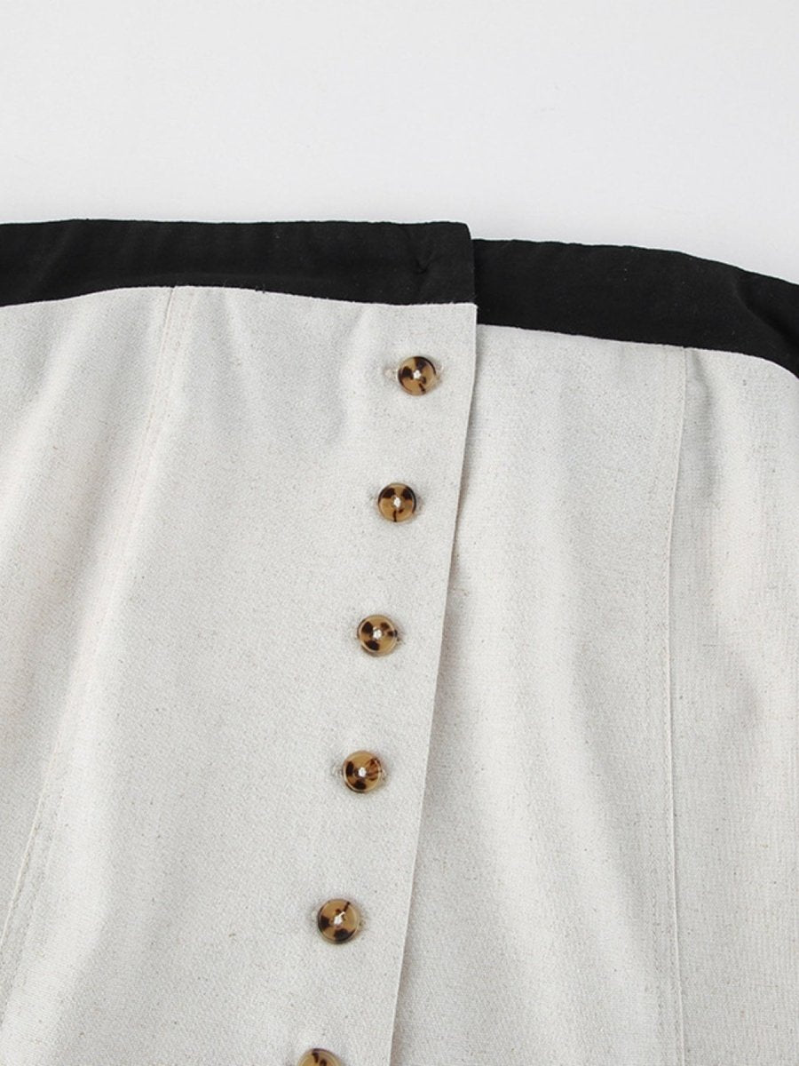 Contrast Trim Button Front Tube Maxi Dress - Wow Store