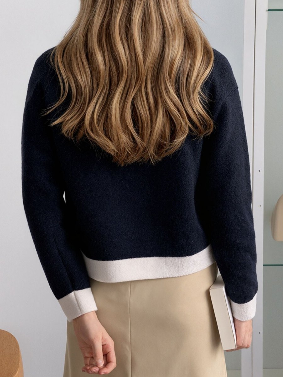 Contrast Trim Button Up Cardigan - Wow Store