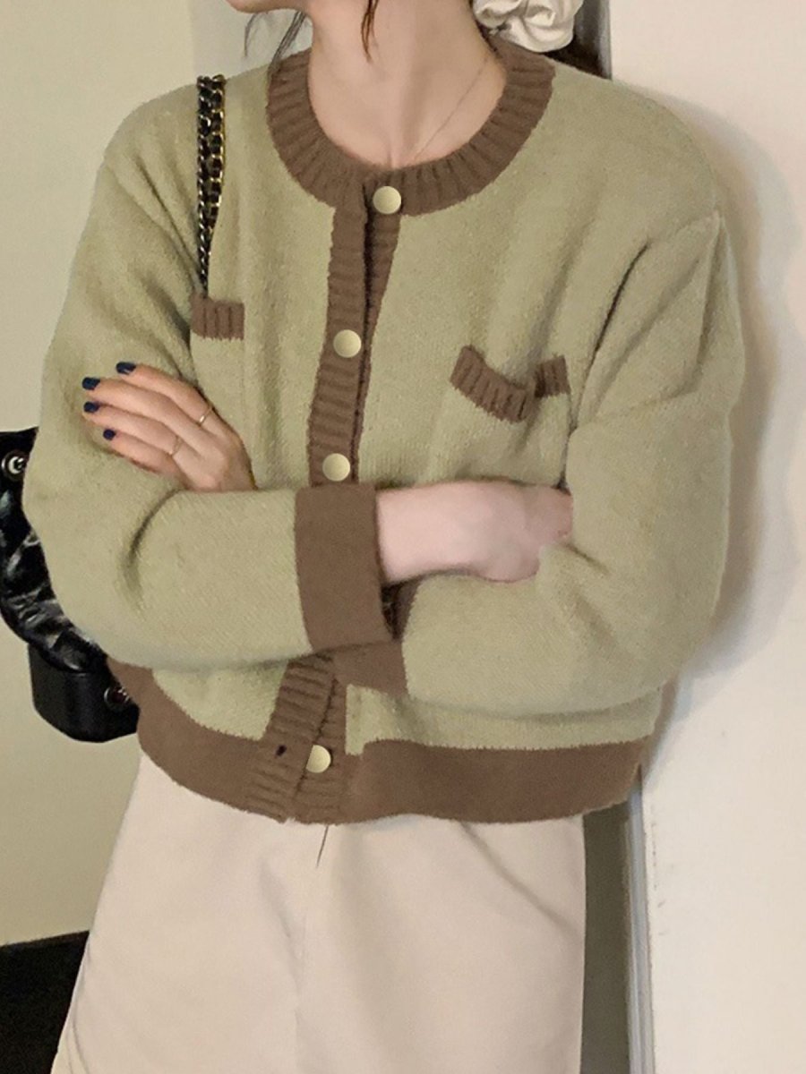 Contrast Trim Button Up Cardigan - Wow Store