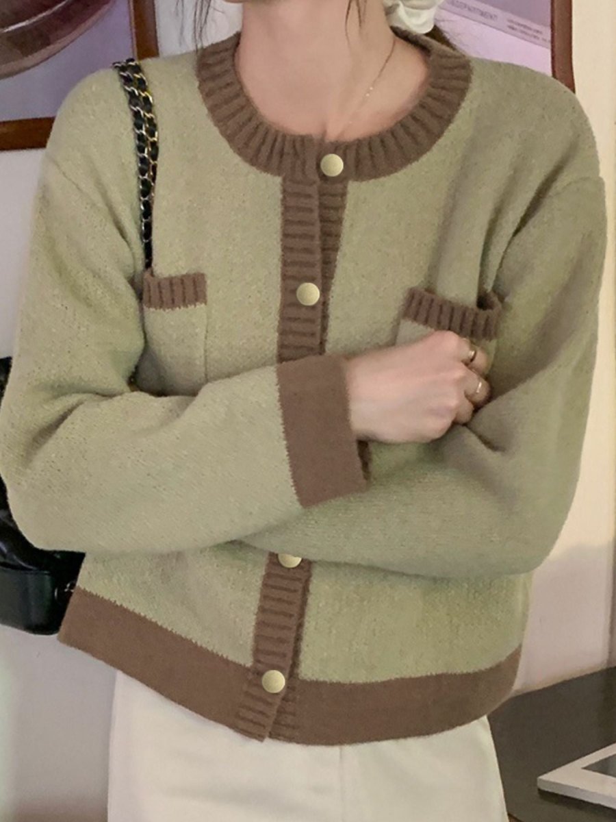 Contrast Trim Button Up Cardigan - Wow Store