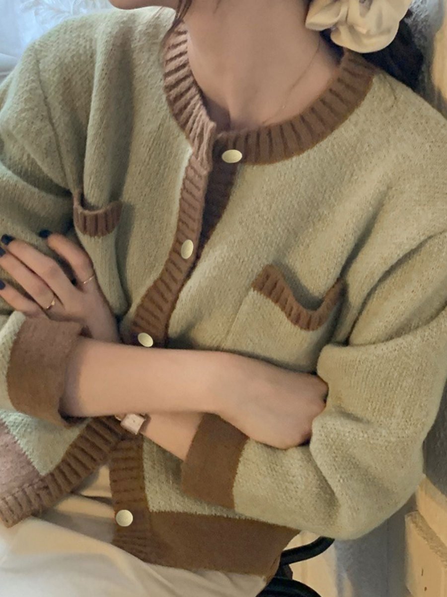 Contrast Trim Button Up Cardigan - Wow Store