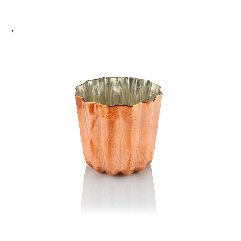 Copper canelé mould with silver-coloured inside