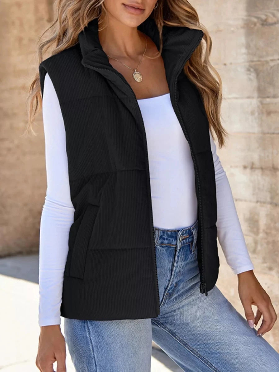 Corduroy Zip Up Vest Coat - Wow Store