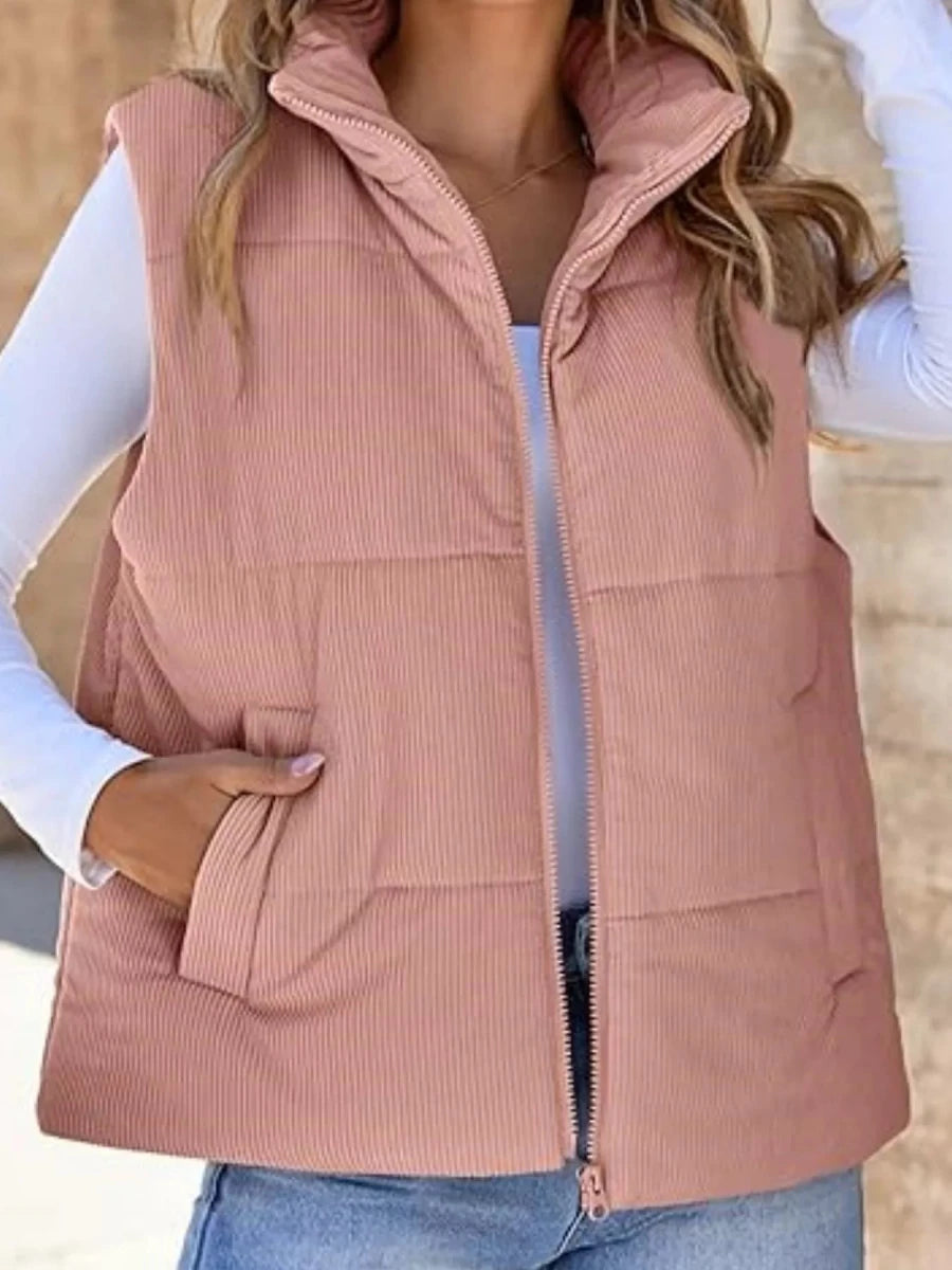 Corduroy Zip Up Vest Coat - Wow Store