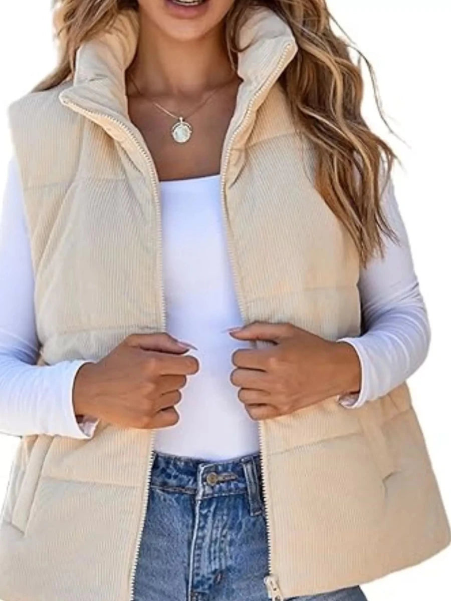 Corduroy Zip Up Vest Coat - Wow Store