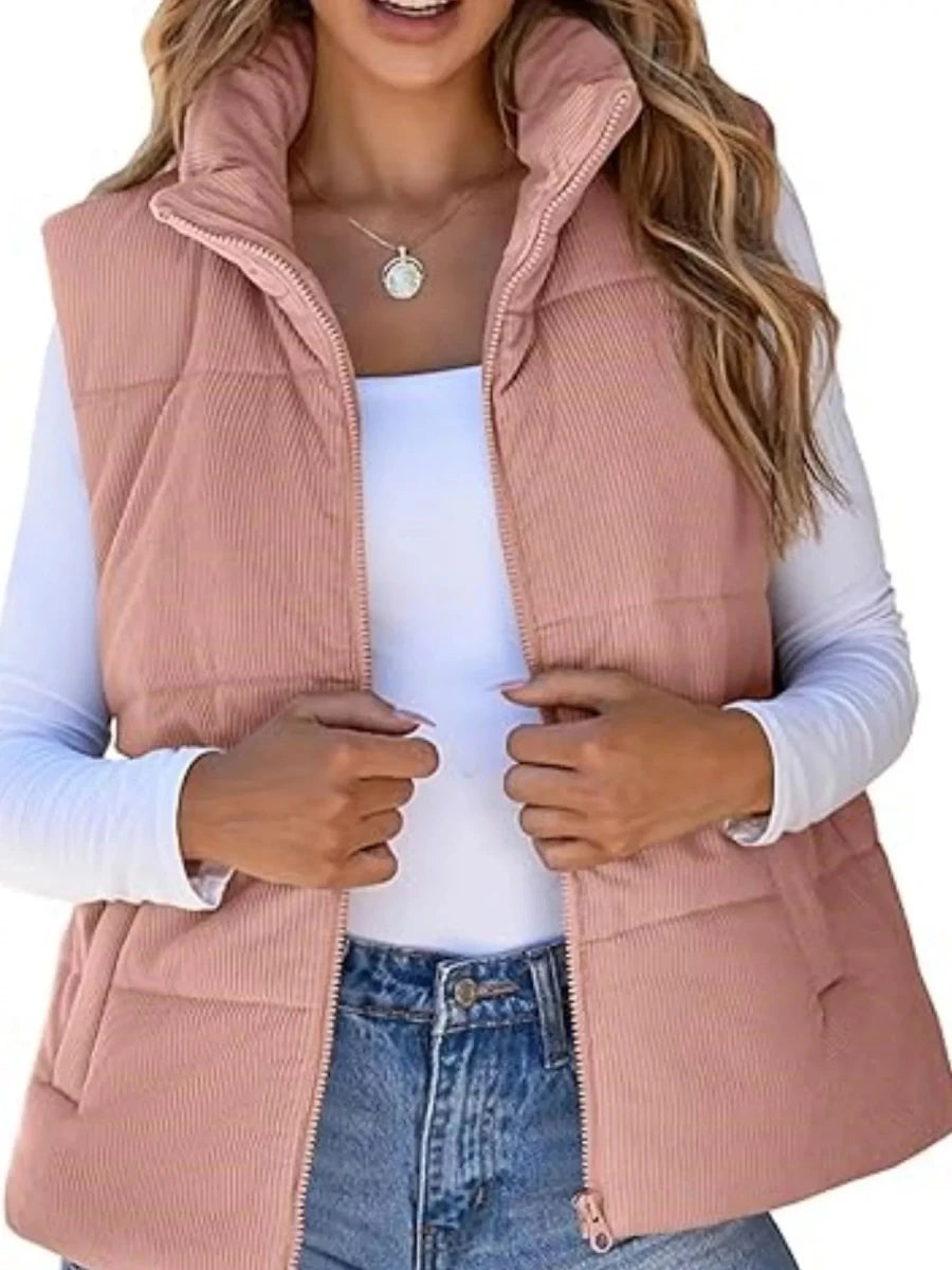 Corduroy Zip Up Vest Coat - Wow Store