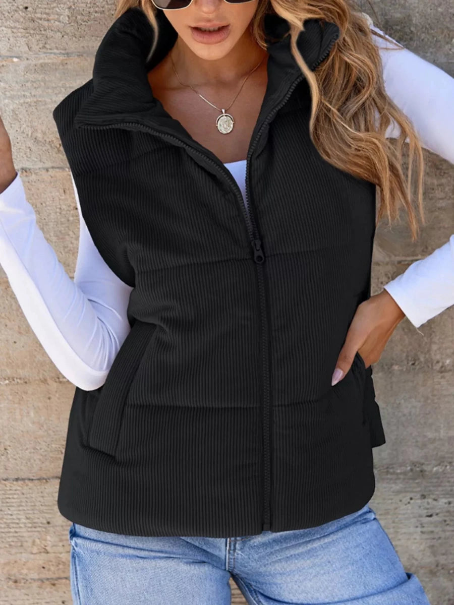Corduroy Zip Up Vest Coat - Wow Store