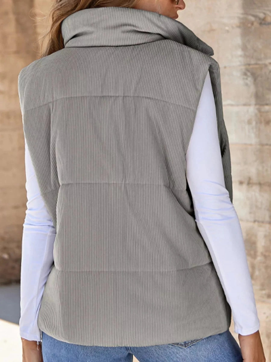 Corduroy Zip Up Vest Coat - Wow Store