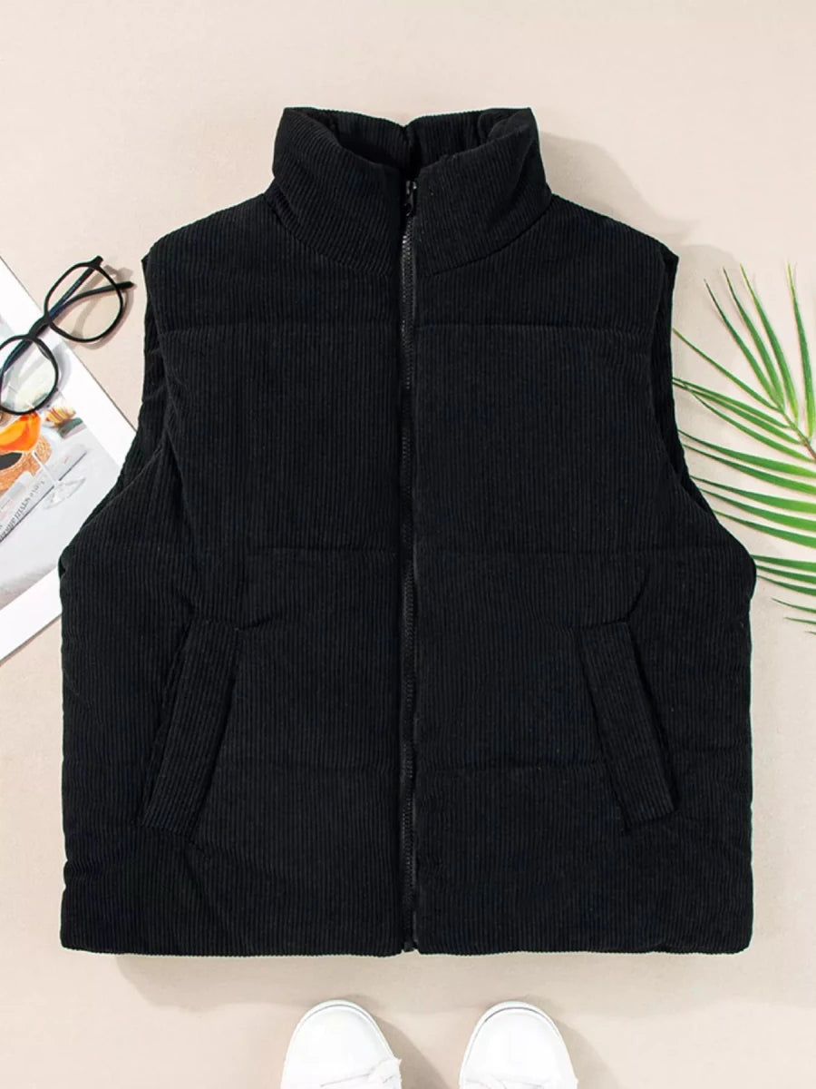 Corduroy Zip Up Vest Coat - Wow Store