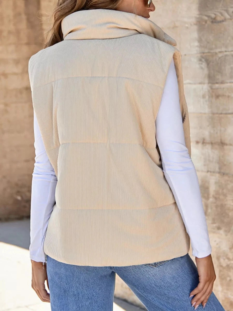 Corduroy Zip Up Vest Coat - Wow Store